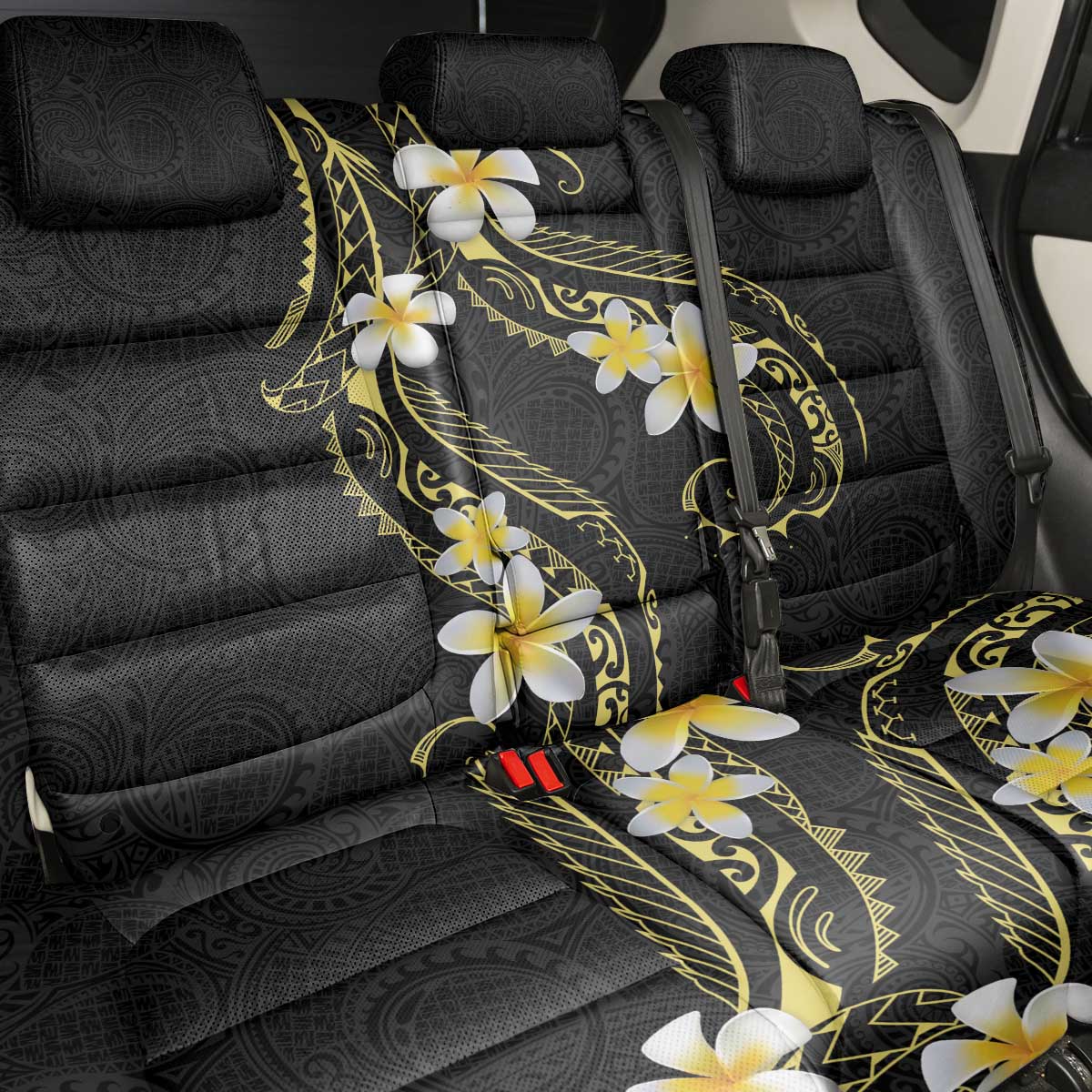 Polynesia Tattoo With Plumeria Back Car Seat Cover Elegant Vibes