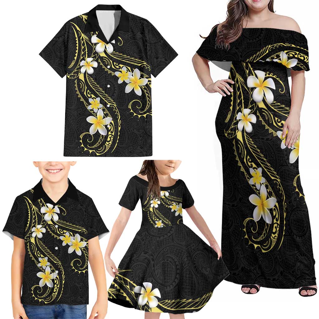 Polynesia Tattoo With Plumeria Family Matching Off Shoulder Maxi Dress and Hawaiian Shirt Elegant Vibes LT14 - Polynesian Pride