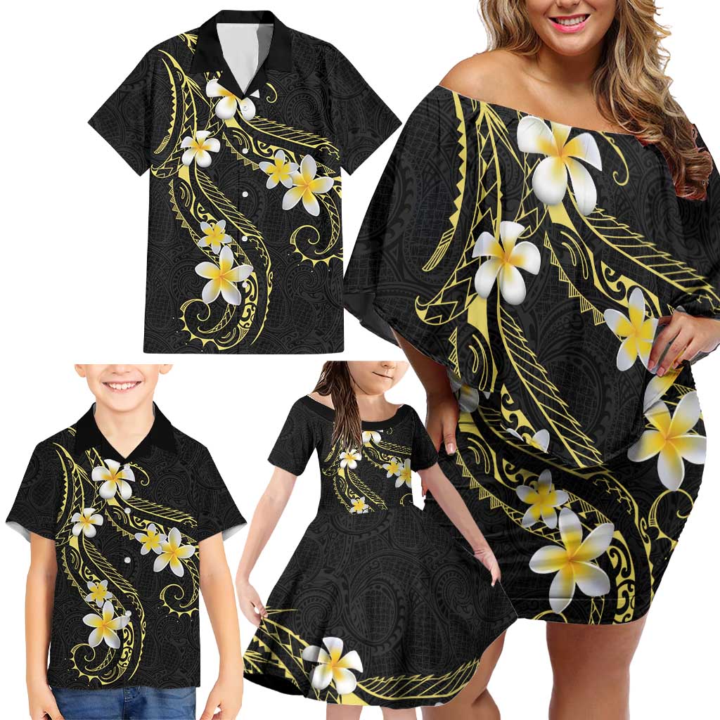 Polynesia Tattoo With Plumeria Family Matching Off Shoulder Short Dress and Hawaiian Shirt Elegant Vibes LT14 - Polynesian Pride