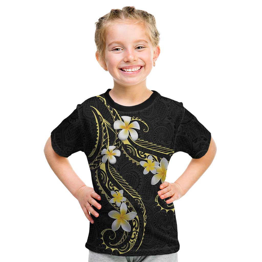 Polynesia Tattoo With Plumeria Kid T Shirt Elegant Vibes