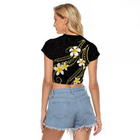 Polynesia Tattoo With Plumeria Raglan Cropped T Shirt Elegant Vibes LT14 - Polynesian Pride