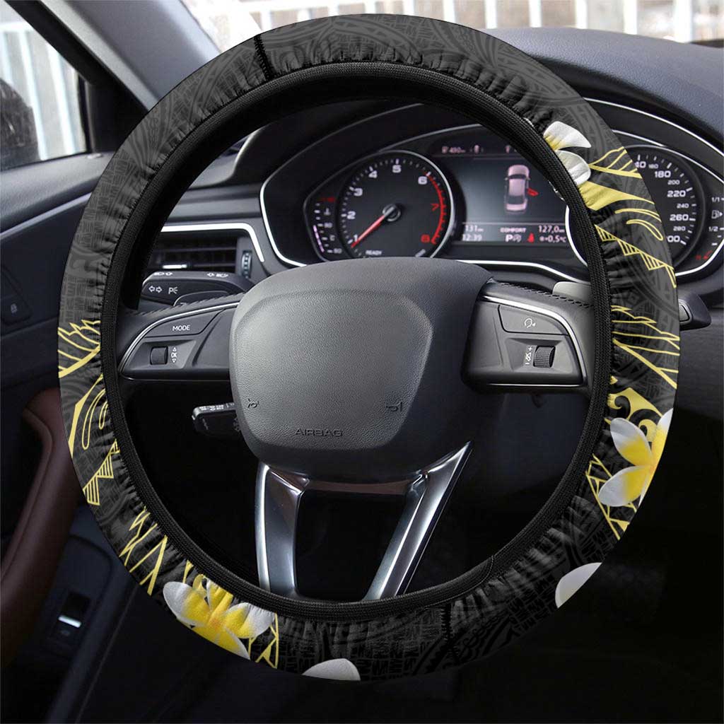 Polynesia Tattoo With Plumeria Steering Wheel Cover Elegant Vibes