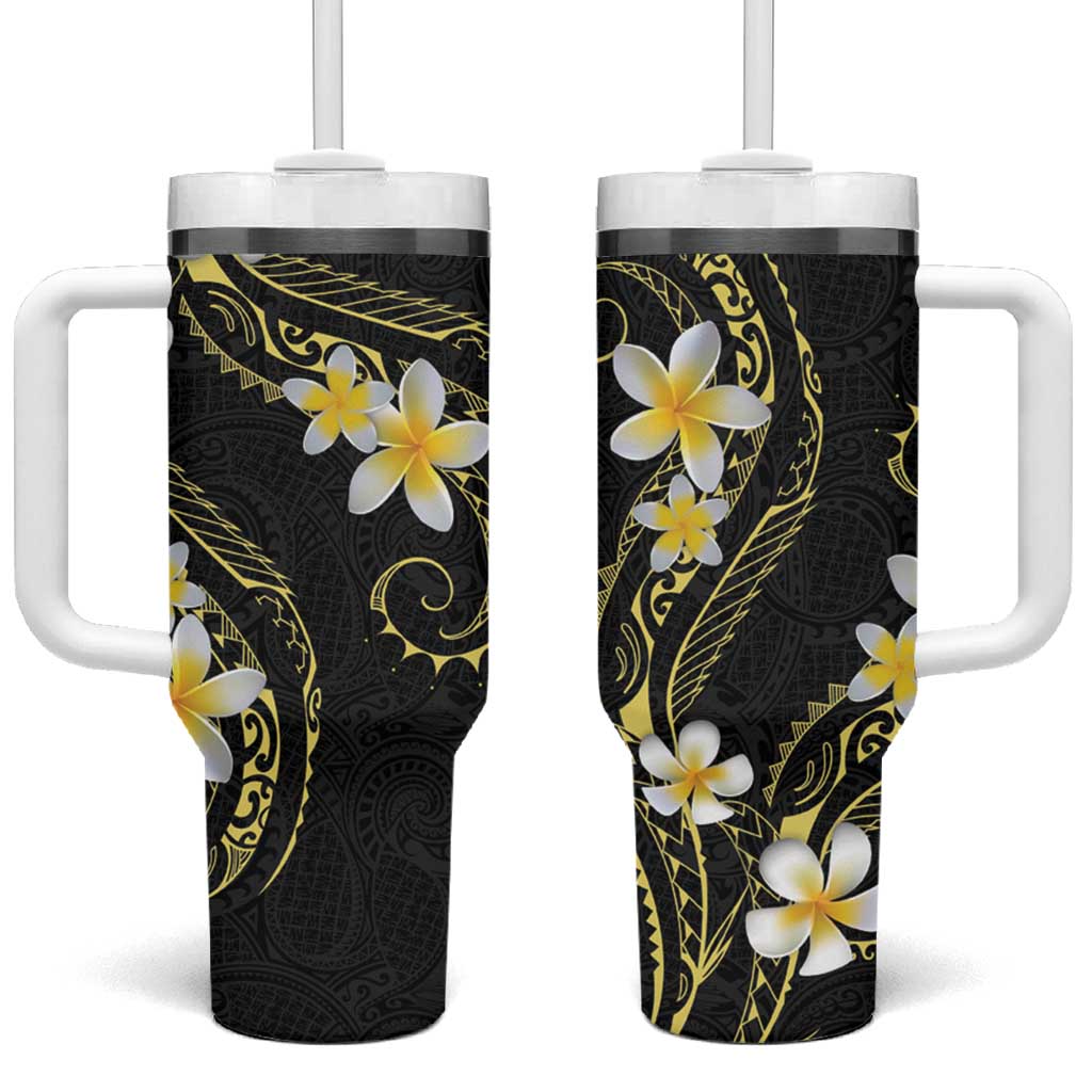 Polynesia Tattoo With Plumeria Tumbler With Handle Elegant Vibes LT14 One Size: 40 oz Black - Polynesian Pride