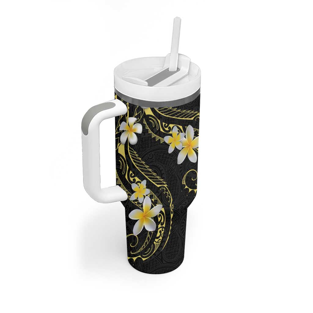 Polynesia Tattoo With Plumeria Tumbler With Handle Elegant Vibes LT14 - Polynesian Pride