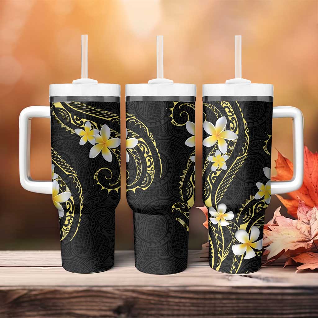 Polynesia Tattoo With Plumeria Tumbler With Handle Elegant Vibes LT14 - Polynesian Pride