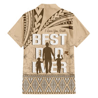 Tonga Father's Day Family Matching Off Shoulder Maxi Dress and Hawaiian Shirt Best Dad Ever Tongan Ngatu Pattern - Beige
