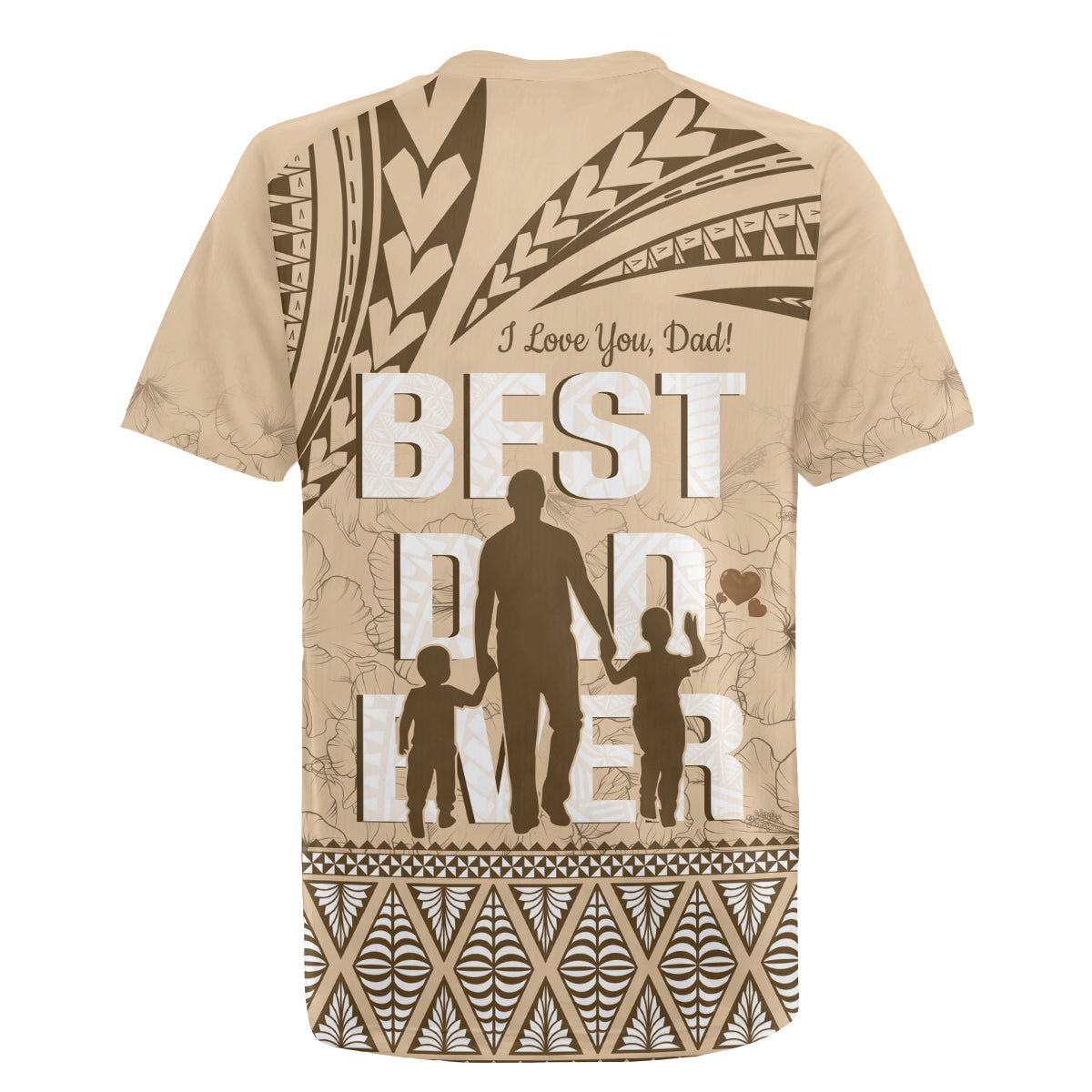 Tonga Father's Day Rugby Jersey Best Dad Ever Tongan Ngatu Pattern - Beige