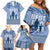 Tonga Father's Day Family Matching Off Shoulder Short Dress and Hawaiian Shirt Best Dad Ever Tongan Ngatu Pattern - Blue