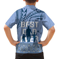 Tonga Father's Day Hawaiian Shirt Best Dad Ever Tongan Ngatu Pattern - Blue