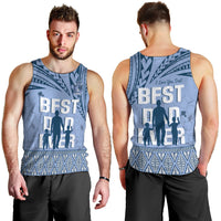 Tonga Father's Day Men Tank Top Best Dad Ever Tongan Ngatu Pattern - Blue