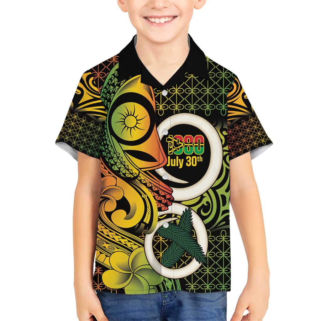 Vanuatu 1980 Family Matching Off Shoulder Maxi Dress and Hawaiian Shirt Ni-Van Tamtam Sand Drawing Pattern