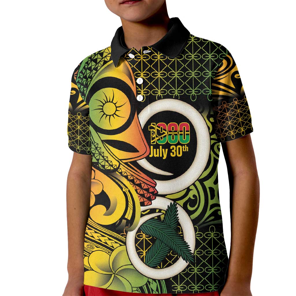 Vanuatu 1980 Kid Polo Shirt Ni-Van Tamtam Sand Drawing Pattern