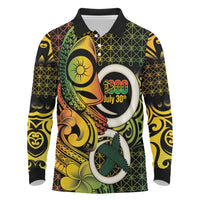 Vanuatu 1980 Long Sleeve Polo Shirt Ni-Van Tamtam Sand Drawing Pattern