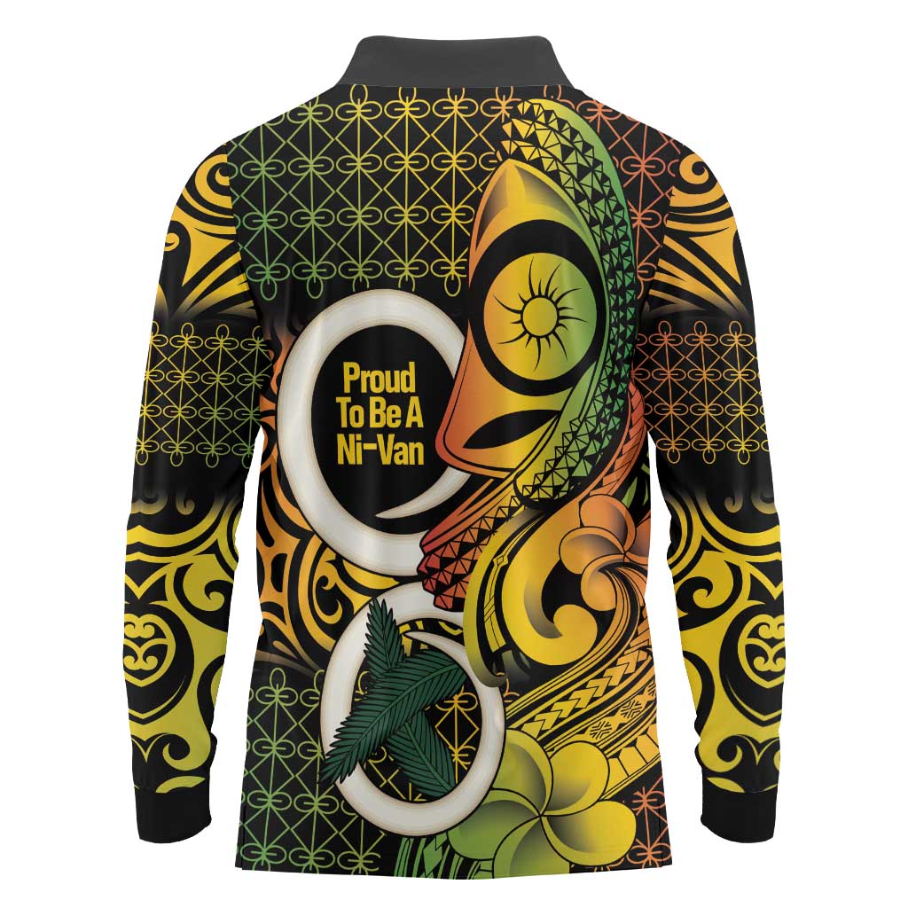 Vanuatu 1980 Long Sleeve Polo Shirt Ni-Van Tamtam Sand Drawing Pattern