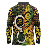 Vanuatu 1980 Long Sleeve Polo Shirt Ni-Van Tamtam Sand Drawing Pattern