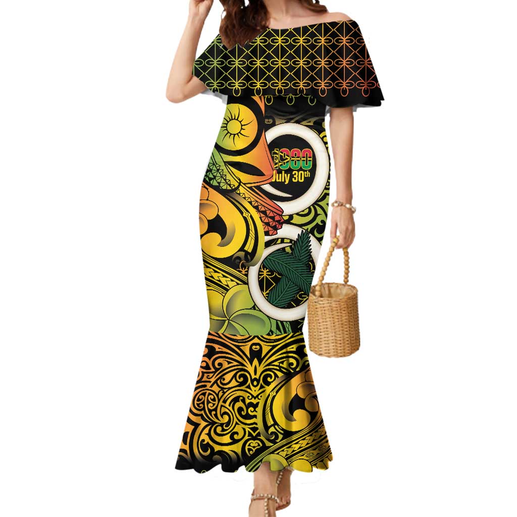 Vanuatu 1980 Mermaid Dress Ni-Van Tamtam Sand Drawing Pattern