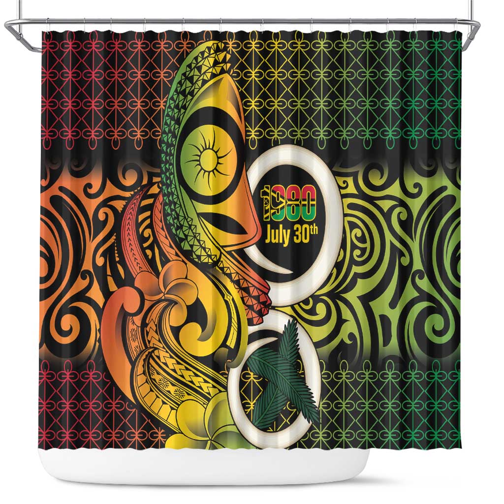 Vanuatu 1980 Shower Curtain Ni-Van Tamtam Sand Drawing Pattern