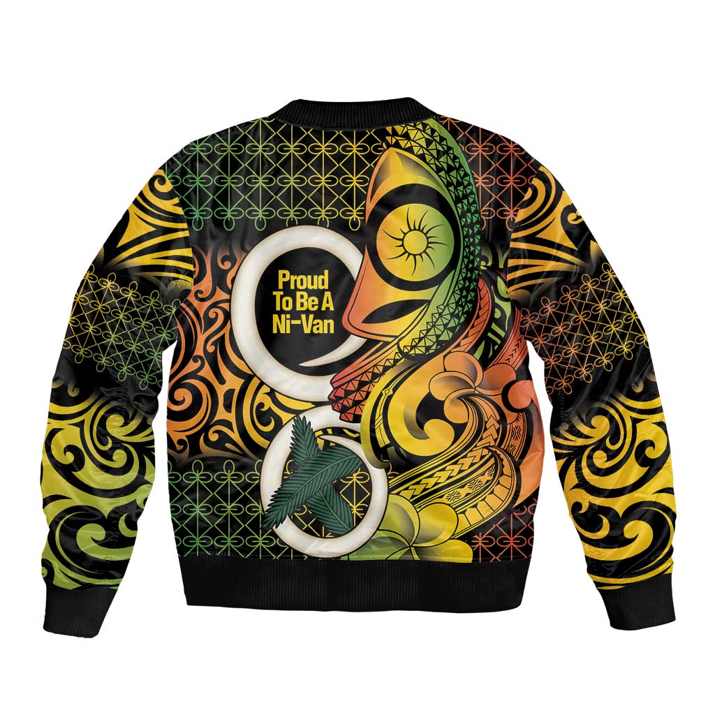 Vanuatu 1980 Sleeve Zip Bomber Jacket Ni-Van Tamtam Sand Drawing Pattern LT14 - Polynesian Pride