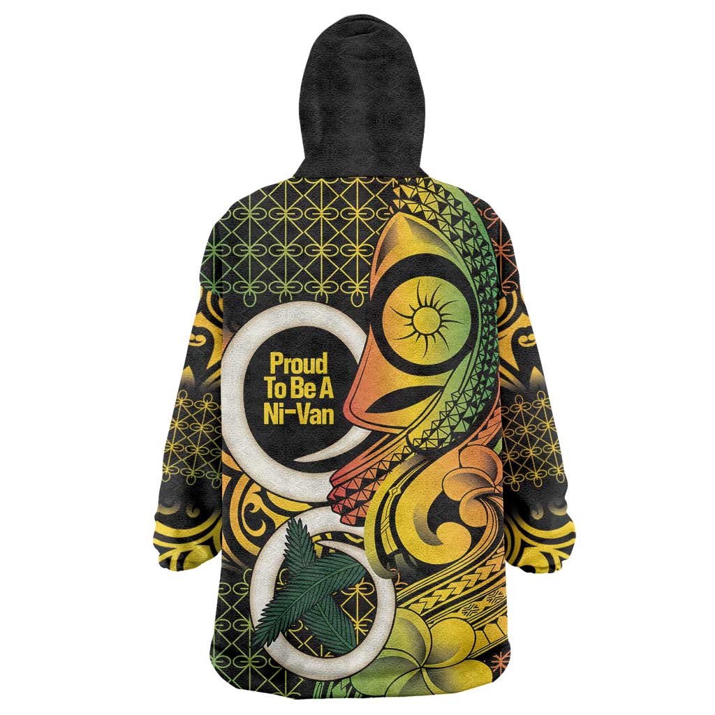 Vanuatu 1980 Wearable Blanket Hoodie Ni-Van Tamtam Sand Drawing Pattern