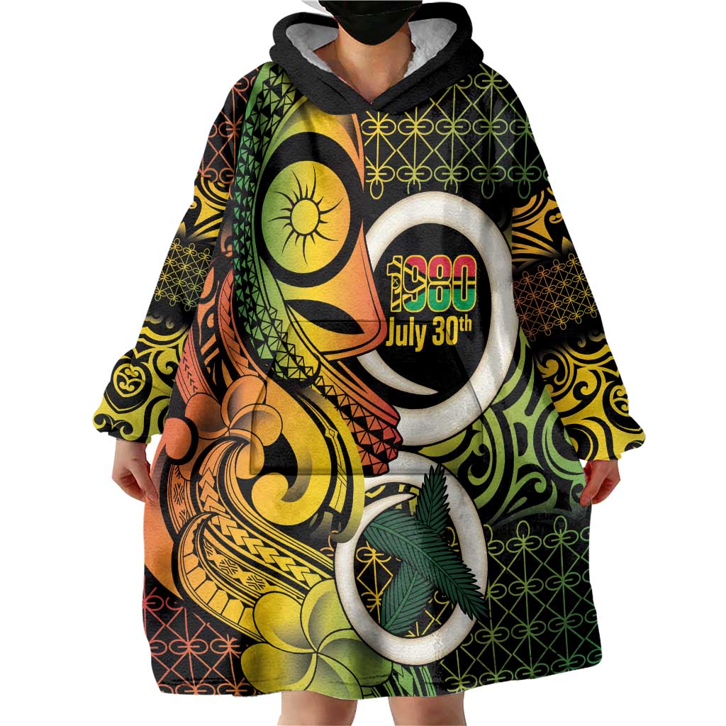 Vanuatu 1980 Wearable Blanket Hoodie Ni-Van Tamtam Sand Drawing Pattern