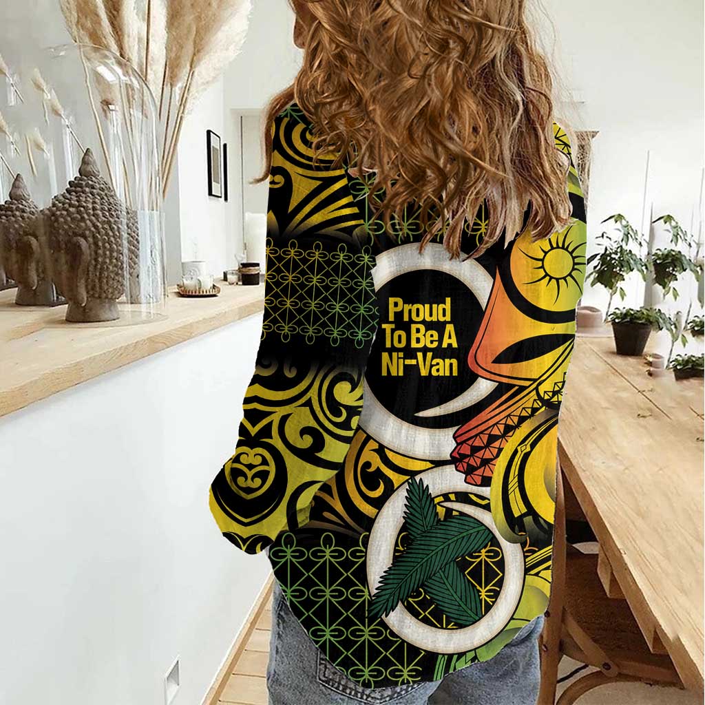 Vanuatu 1980 Women Casual Shirt Ni-Van Tamtam Sand Drawing Pattern