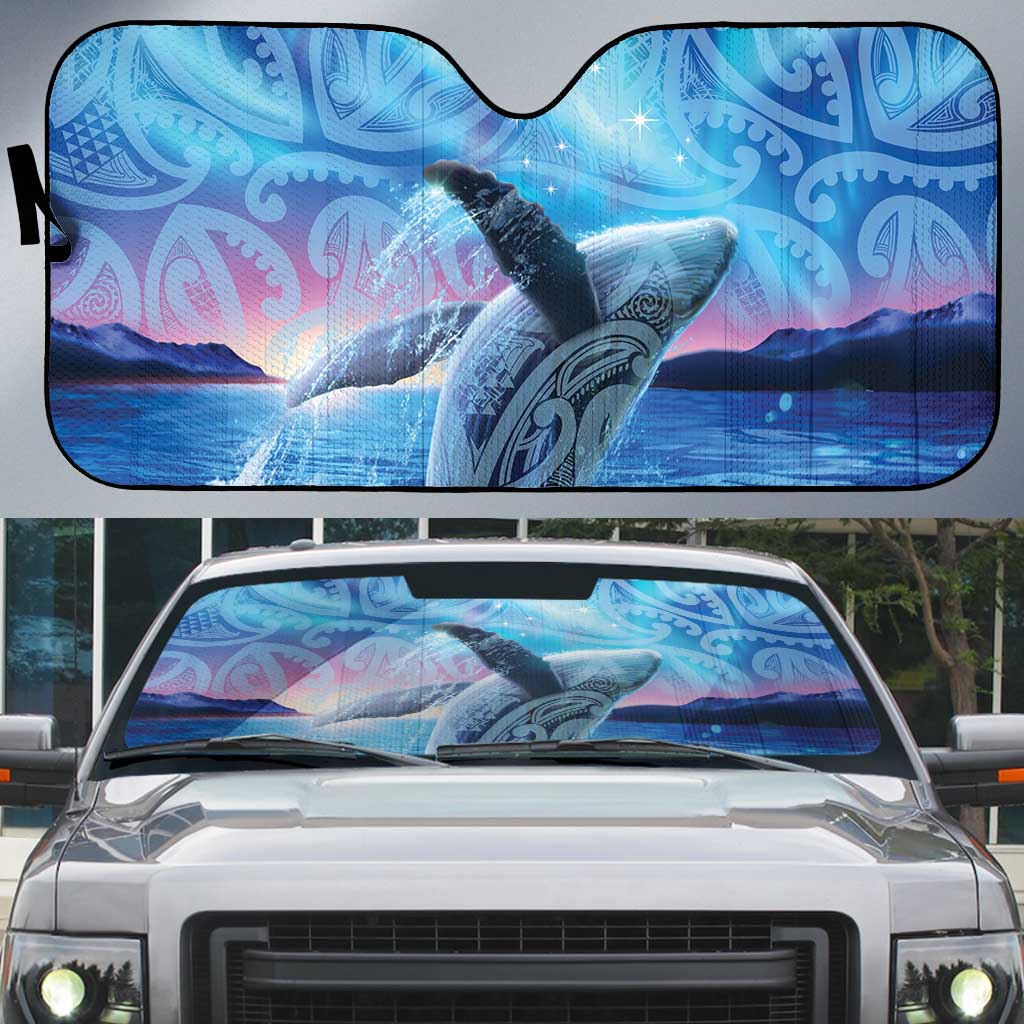 New Zealand Matariki Humpback Whale Auto Sun Shade Paikea Maori New Year Blue Galaxy
