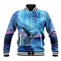 New Zealand Matariki Humpback Whale Baseball Jacket Paikea Maori New Year Blue Galaxy LT14 Unisex Blue - Polynesian Pride