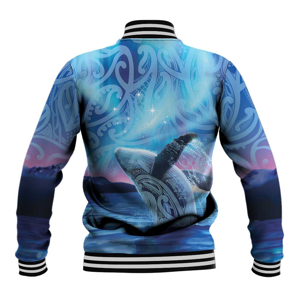 New Zealand Matariki Humpback Whale Baseball Jacket Paikea Maori New Year Blue Galaxy LT14 - Polynesian Pride
