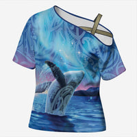 New Zealand Matariki Humpback Whale Cross Shoulder Shirt Paikea Maori New Year Blue Galaxy