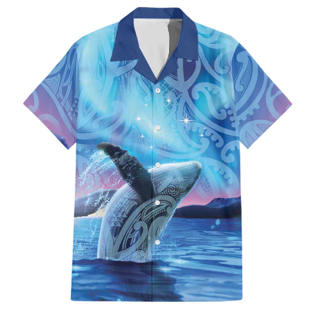 New Zealand Matariki Humpback Whale Family Matching Summer Maxi Dress and Hawaiian Shirt Paikea Maori New Year Blue Galaxy