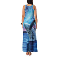 New Zealand Matariki Humpback Whale Family Matching Tank Maxi Dress and Hawaiian Shirt Paikea Maori New Year Blue Galaxy