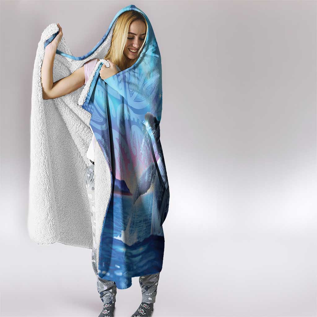 New Zealand Matariki Humpback Whale Hooded Blanket Paikea Maori New Year Blue Galaxy