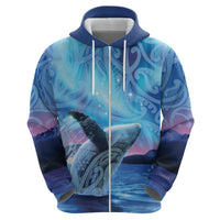New Zealand Matariki Humpback Whale Hoodie Paikea Maori New Year Blue Galaxy LT14 - Polynesian Pride