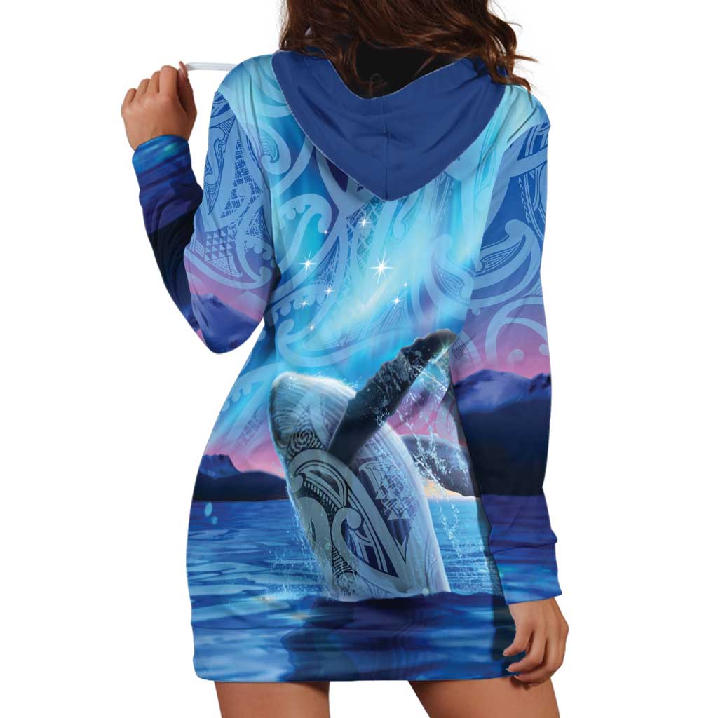 New Zealand Matariki Humpback Whale Hoodie Dress Paikea Maori New Year Blue Galaxy