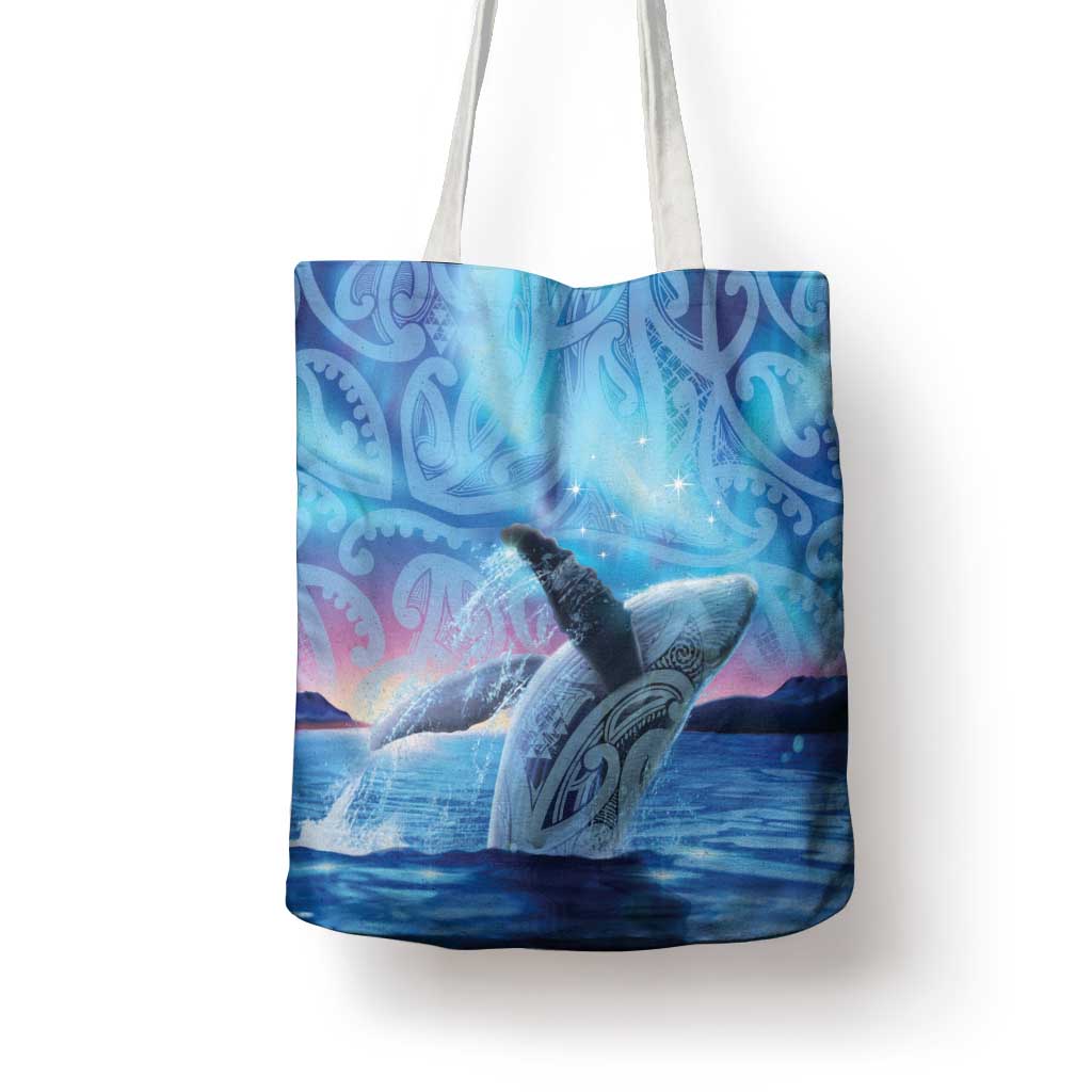 New Zealand Matariki Humpback Whale Tote Bag Paikea Maori New Year Blue Galaxy
