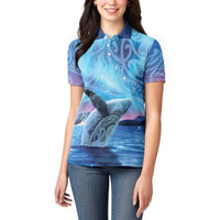 New Zealand Matariki Humpback Whale Women Polo Shirt Paikea Maori New Year Blue Galaxy