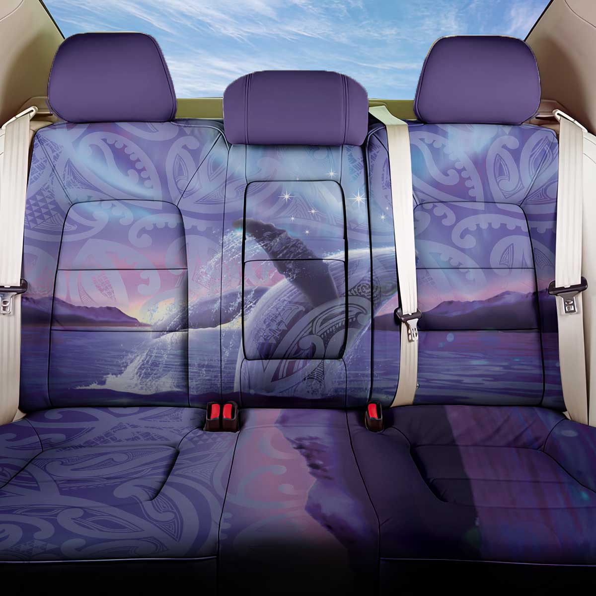 New Zealand Matariki Humpback Whale Back Car Seat Cover Paikea Maori New Year Purple Galaxy
