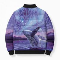 New Zealand Matariki Humpback Whale Bomber Puffer Jacket Paikea Maori New Year Purple Galaxy