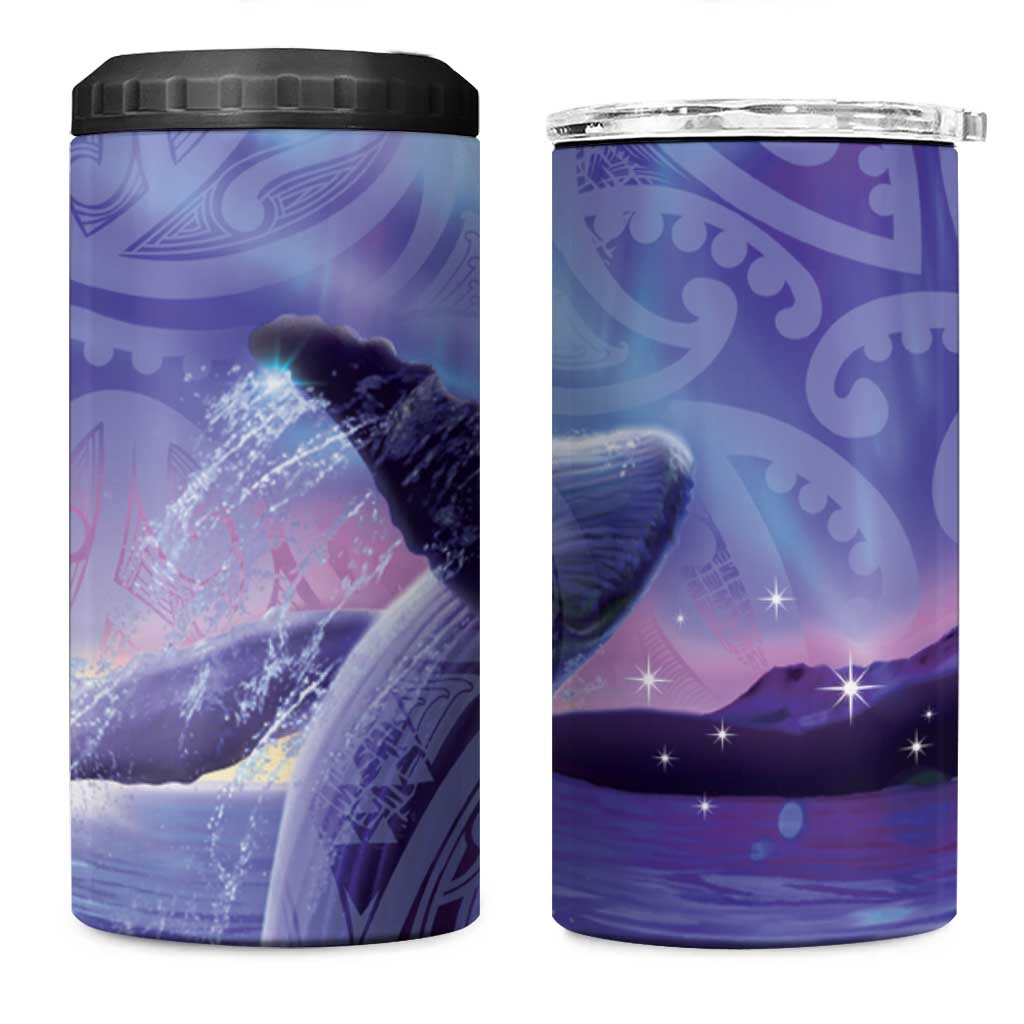 New Zealand Matariki Humpback Whale 4 in 1 Can Cooler Tumbler Paikea Maori New Year Purple Galaxy