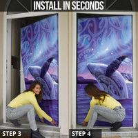 New Zealand Matariki Humpback Whale Door Cover Paikea Maori New Year Purple Galaxy