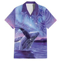 New Zealand Matariki Humpback Whale Family Matching Mermaid Dress and Hawaiian Shirt Paikea Maori New Year Purple Galaxy