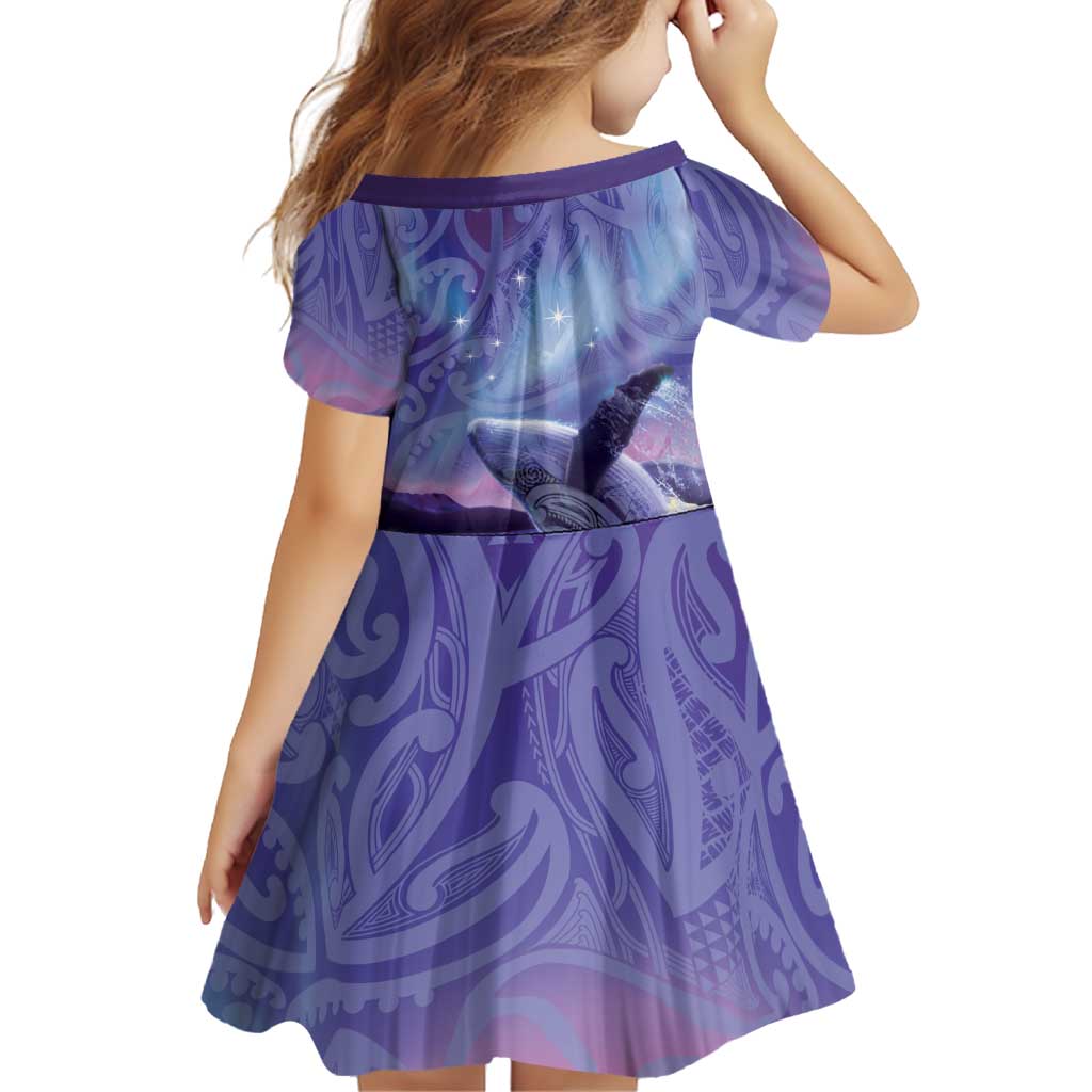 New Zealand Matariki Humpback Whale Family Matching Off Shoulder Maxi Dress and Hawaiian Shirt Paikea Maori New Year Purple Galaxy