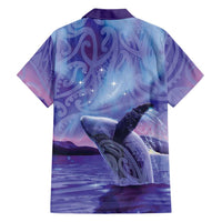 New Zealand Matariki Humpback Whale Family Matching Off Shoulder Maxi Dress and Hawaiian Shirt Paikea Maori New Year Purple Galaxy