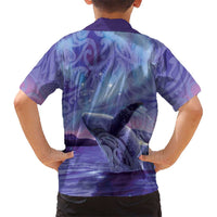 New Zealand Matariki Humpback Whale Family Matching Summer Maxi Dress and Hawaiian Shirt Paikea Maori New Year Purple Galaxy