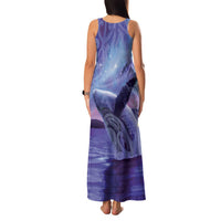 New Zealand Matariki Humpback Whale Family Matching Tank Maxi Dress and Hawaiian Shirt Paikea Maori New Year Purple Galaxy