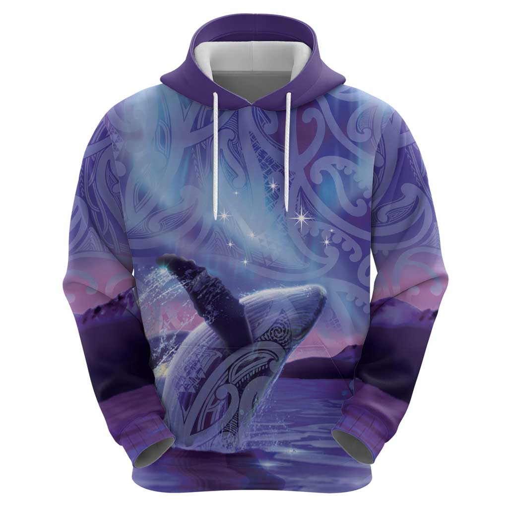 New Zealand Matariki Humpback Whale Hoodie Paikea Maori New Year Purple Galaxy