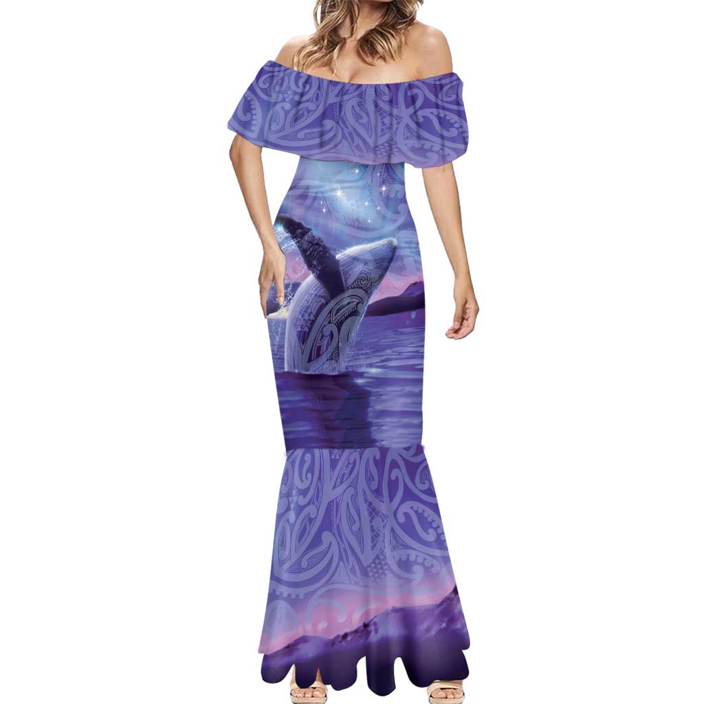 New Zealand Matariki Humpback Whale Mermaid Dress Paikea Maori New Year Purple Galaxy