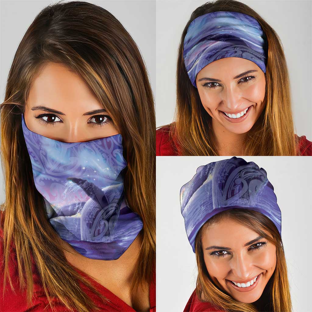 New Zealand Matariki Humpback Whale Neck Gaiter Paikea Maori New Year Purple Galaxy