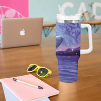New Zealand Matariki Humpback Whale Tumbler With Handle Paikea Maori New Year Purple Galaxy