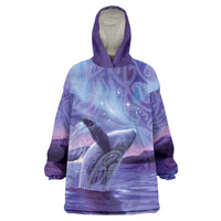 New Zealand Matariki Humpback Whale Wearable Blanket Hoodie Paikea Maori New Year Purple Galaxy